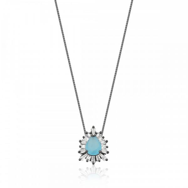 Colar Cravejado banhado Ródio Negro