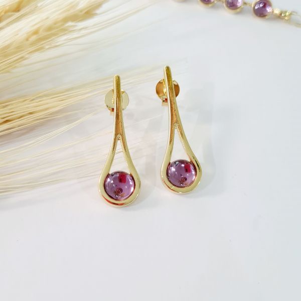 Brinco Gota com Cristal Rose