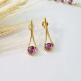 Brinco Gota com Cristal Rose